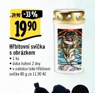 Hřbitovní svíčka s obrázkem