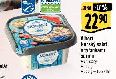 Norský salát s krabími tyčinkami Albert