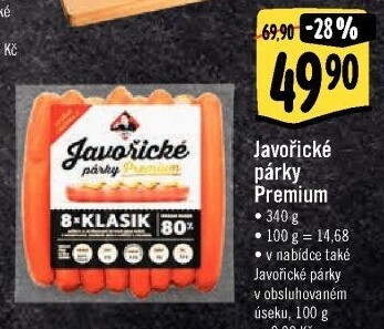 Párky javořické premium Kostelecké uzeniny