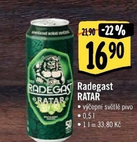 Pivo světlé výčepní 10° Ratar Radegast