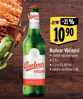 Pivo světlé výčepní Budweiser Budvar