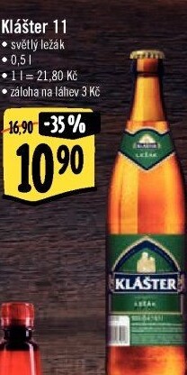 Pivo světlý ležák 11° Klášter