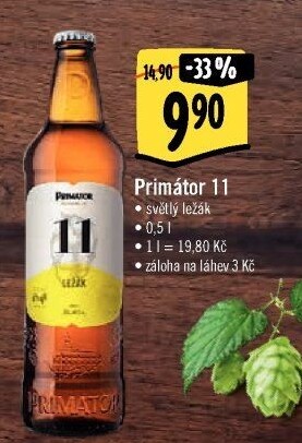 Pivo světlý ležák 11° Primátor