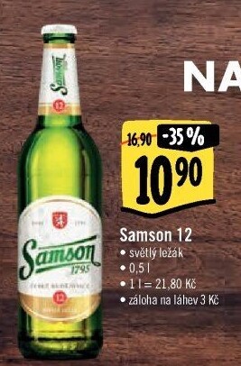 Pivo světlý ležák 12° Samson