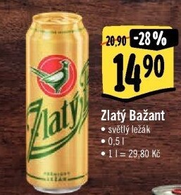 Pivo světlý ležák 12° Zlatý Bažant