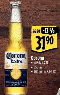 Pivo světlý ležák Corona Extra