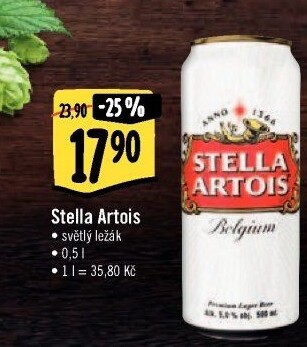 Pivo světlý ležák Stella Artois