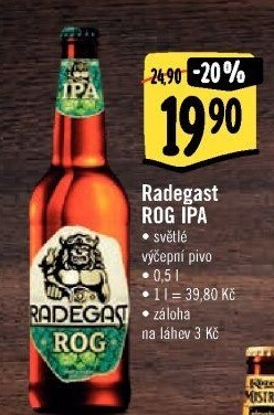 Pivo světlý výčepní speciál ROG IPA Radegast