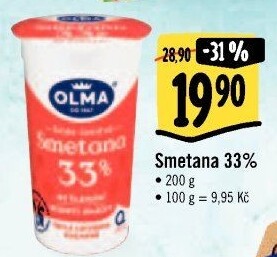 Smetana ke šlehání Olma 33%