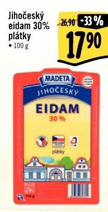 Sýr Eidam Jihočeský 30% Madeta