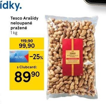 Tesco Arašídy neloupané pražené 1 kg