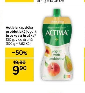 Activia kapsička probiotický jogurt broskev a hruška