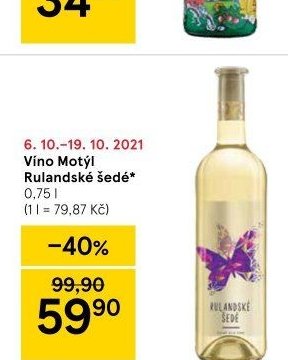Víno Motýl Rulandské šedé 0,75 l