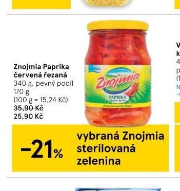 Znojmia Paprika červená řezaná 340 g