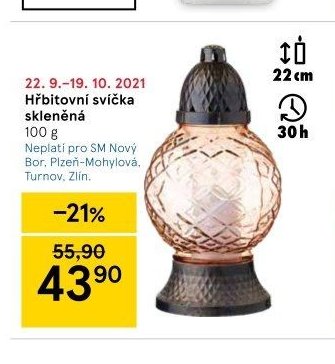 Hřbitovní svíčka skleněná