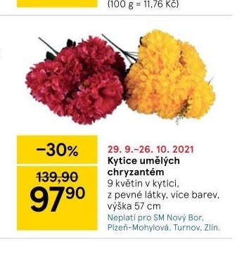 Kytice umělých chryzantém