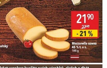 Mozzarella uzená 45 % t. v s.