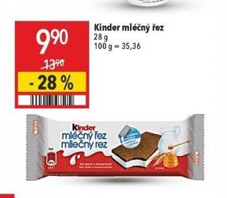 Kinder mléčný řez