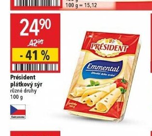 Président plátkový sýr