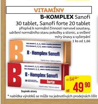 B-KOMPLEX Sanofi 30 tablet, Sanofi forte 20 tablet