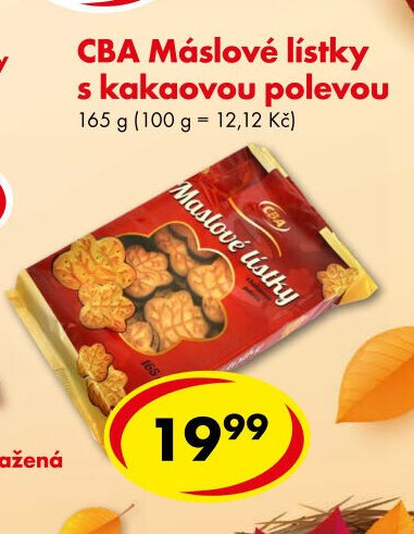 CBA Máslové lístky s kakaovou polevou