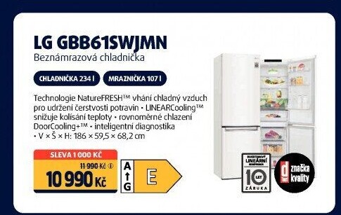 Kombinovaná chladnička LG GBB61SWJMN