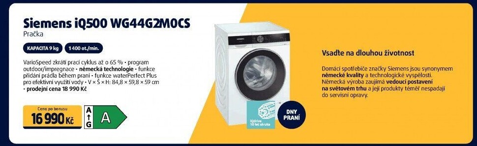 Pračka Siemens iQ500 WG44G2M0CS