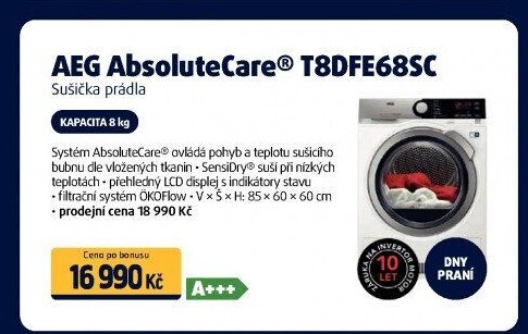 Sušička AEG T8DFE68SC AbsoluteCare