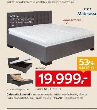 Čalouněná postel (dole vlevo)