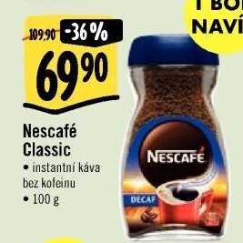 Instantní káva bez kofeinu Nescafé Classic