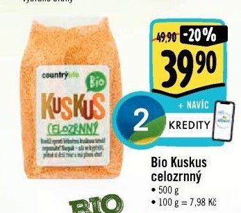 Kuskus celozrnný bio Country Life