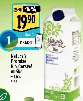 Mléko čerstvé bio Nature'