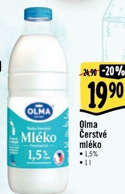 Mléko čerstvé Olma - 1,5% polotučné