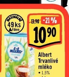 Mléko trvanlivé Albert - 1,5% polotučné