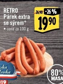 Párky extra se sýrem Albert Retro