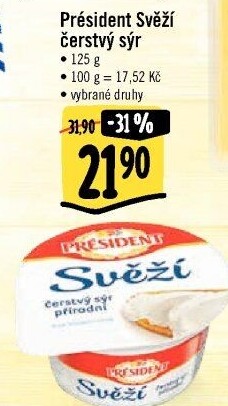 Svěží čerstvý sýr Président