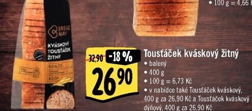 Toustový chléb kváskový Breadway