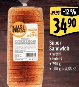 Toustový chléb supersendvič bio Naše Pekárna