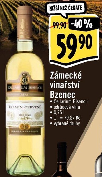 Vína Cellarium Bisencii Zámecké vinařství Bzenec