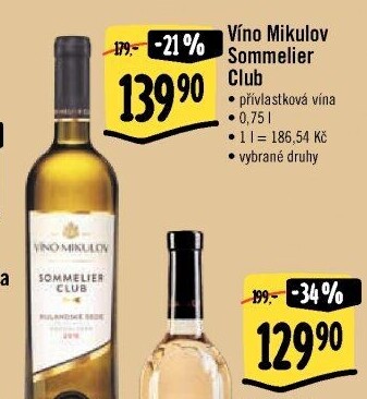 Vína Sommelier Club Víno Mikulov - přívlastková