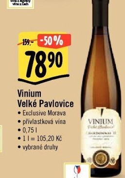 Vína Vinium Exclusive Morava Velké Pavlovice - pozdní sběr