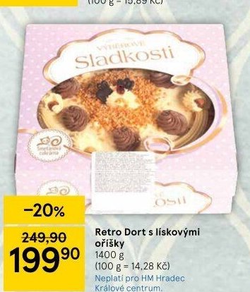 Retro Dort s lískovými oříšky 1400 g