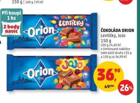 ČOKOLÁDA ORION Lentilky, JoJo
