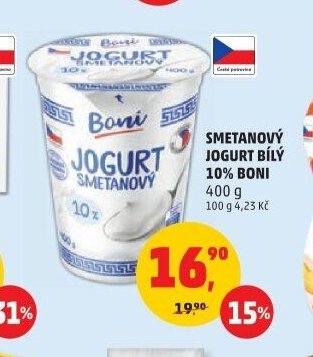 SMETANOVÝ JOGURT BÍLÝ 10% BONI