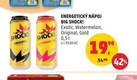 Energetický nápoj Big Shock! Exotic, Watermelon, Original, Gold 0,5 l
