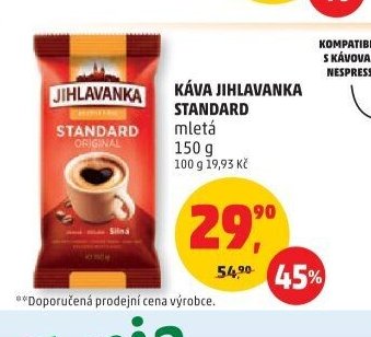 Káva Jihlavanka Standard mletá 150 g