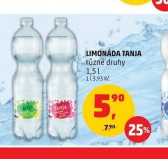 Limonáda Tanja různé druhy 1,5 l