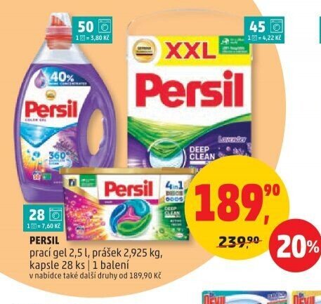 Persil prací gel, prášek, kapsle