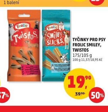 TYČINKY PRO PSY FROLIC SMILEY, TWISTOS 175/105 g