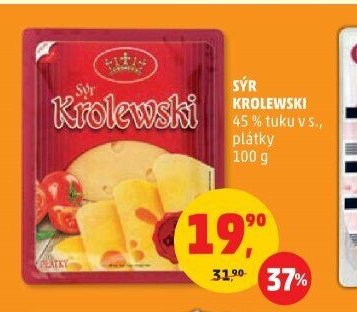 Sýr Krolewski 45 % tuku v s., plátky 100 g